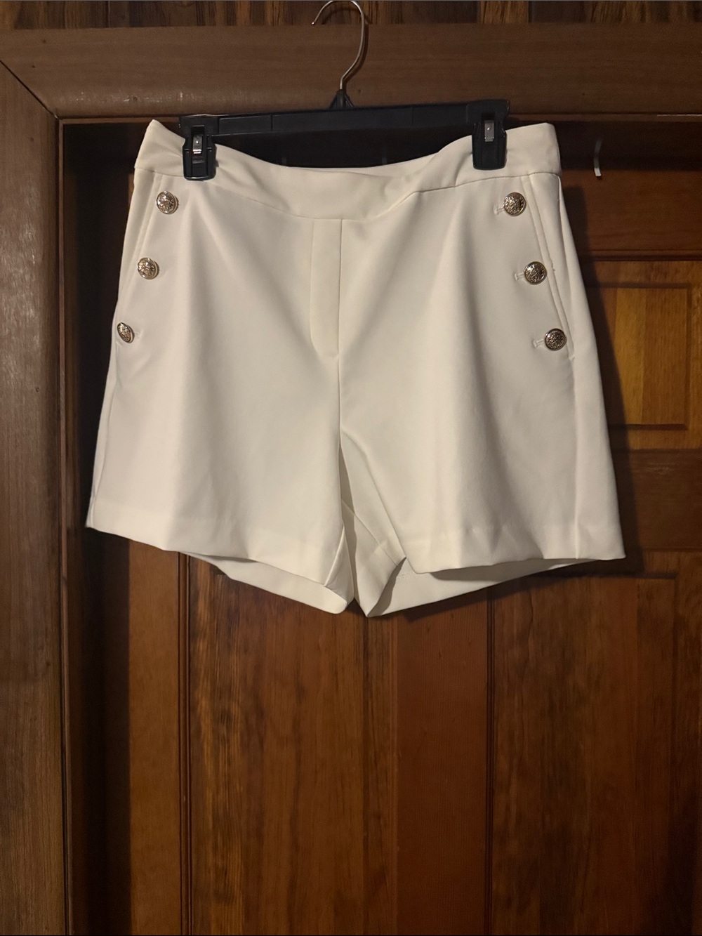 Rachel Zoe Ivory High-Waist Sailor Button Shorts